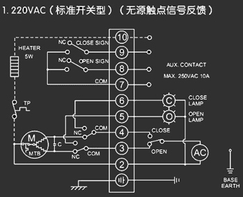 220VAC標準開關(guān)型<a href='http://www.anhbs.cn/Product/diefa/diandongdiefa/' target='_blank'>電動<a href='http://www.anhbs.cn/Product/diefa/' target='_blank'>蝶閥</a></a>接線圖