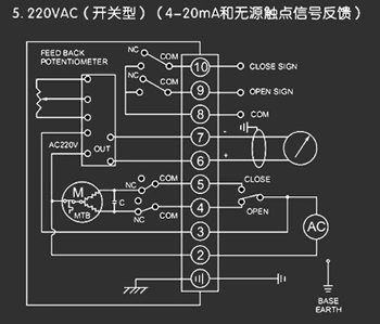 220VAC開關(guān)型<a href='http://www.anhbs.cn/Product/diefa/diandongdiefa/' target='_blank'>電動<a href='http://www.anhbs.cn/Product/diefa/' target='_blank'>蝶閥</a></a>接線圖